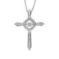 Jóias de moda Cross 925 Silver Dancing Colar de pingentes de diamante Colar